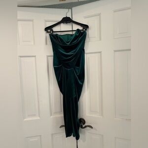 Strapless Green Velvet Dress